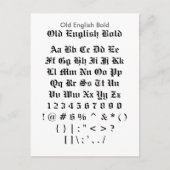 Old English Bold - Zazzle Schriftart Sampler Sheet Postkarte (Vorderseite)