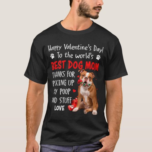 Old English Bulldog Dog Mom Valentines Day Fu T-Shirt (Vorderseite)