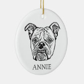 Old English Bulldog Hand Zeichnend Personalisiert Keramik Ornament (Rechts)