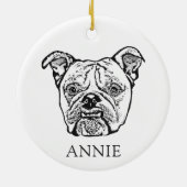 Old English Bulldog Hand Zeichnend Personalisiert Keramik Ornament (Hinten)