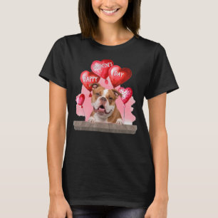 Old English Bulldog Hund Happy Valentines Day Pet  T-Shirt