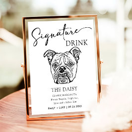 Old English Bulldog Wedding Signature Drink Sign Poster