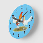 Old English Game Bantam: Red Pyle Runde Wanduhr (Winkel)