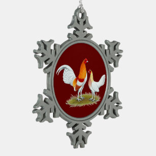 Old English Game Bantam: Red Pyle Schneeflocken Zinn-Ornament