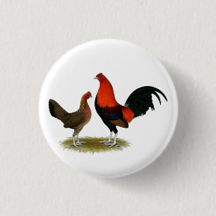 Old English Game Bantams: BB Red Pair Button