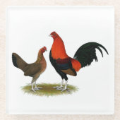 Old English Game Bantams: BB Red Pair Glasuntersetzer (Vorderseite)
