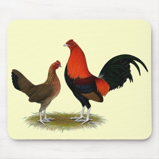 Old English Game Bantams: BB Red Pair Mousepad (Vorne)