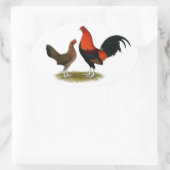 Old English Game Bantams: BB Red Pair Ovaler Aufkleber (Tasche)