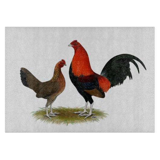 Old English Game Bantams: BB Red Pair Schneidebrett (Vorderseite)