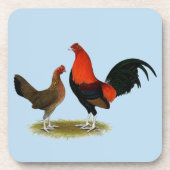 Old English Game Bantams: BB Red Pair Untersetzer (Vorderseite)