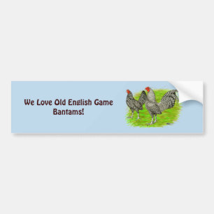 Old English Game Barred Chickens Autoaufkleber