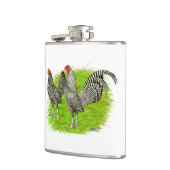 Old English Game Barred Chickens Flachmann (Links)