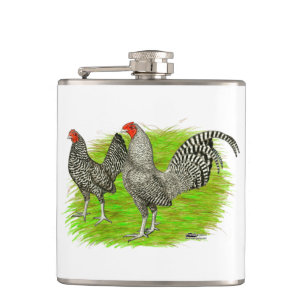 Old English Game Barred Chickens Flachmann