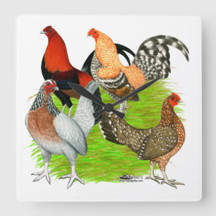 Old English Game Quartet Quadratische Wanduhr