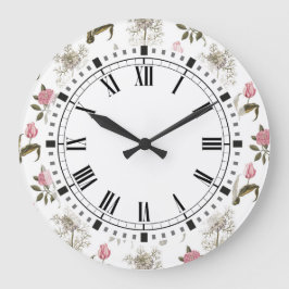 Old English Garden Vintage Floral Pattern Große Wanduhr