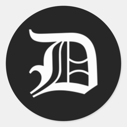 Old English Letter D Runder Aufkleber (Vorderseite)