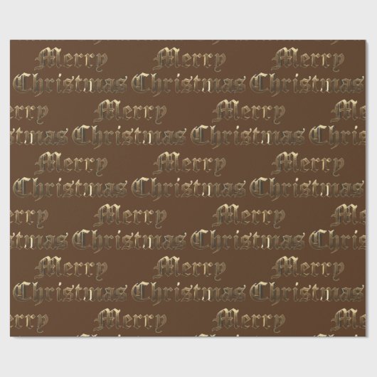 Old English Letters Gold and Brown Christmas Geschenkpapier (Flach)