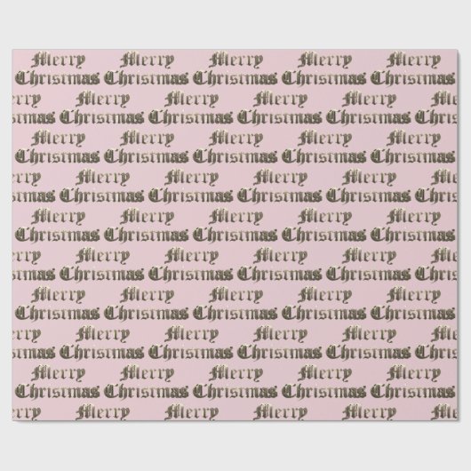 Old English Letters Gold und Baby Pink Weihnachten Geschenkpapier (Flach)