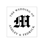 Old English Monogram Bride Groom Wedding Gummistempel (Prägung)
