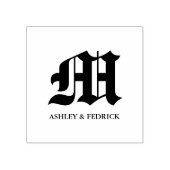 Old English Monogram Bride & Groom Wedding Gummistempel (Prägung)