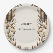 Old English Retro Book Club Cover Brautparty Pappteller (Vorderseite)