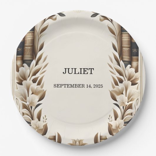 Old English Retro Book Club Cover Brautparty Pappteller (Vorderseite)