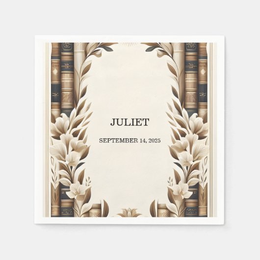 Old English Retro Book Club Cover Brautparty Serviette (Vorderseite)