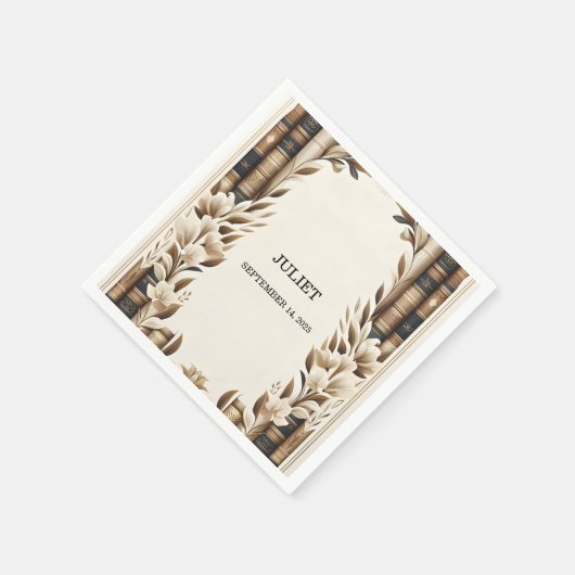 Old English Retro Book Club Cover Brautparty Serviette (Ecke)