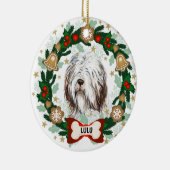 Old English Sheep Dog Weihnachtskeks Keks Kranz Keramik Ornament (Rechts)