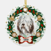 Old English Sheep Dog Weihnachtskeks Keks Kranz Keramik Ornament (Vorne)