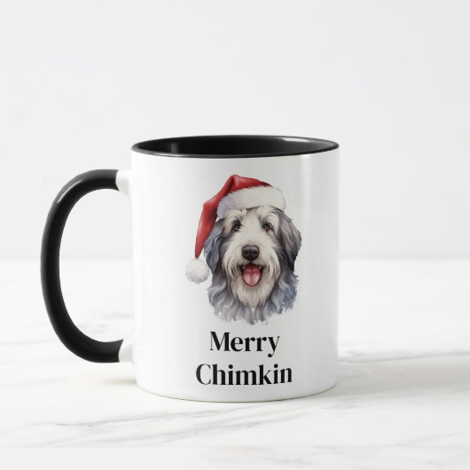 Old English Sheep Dog Weihnachtsmannmütze Weihnach Tasse (Links)