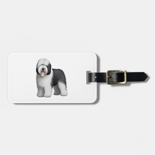 Old English Sheepdog 10 Gepäckanhänger (Vorderseite horizontal)