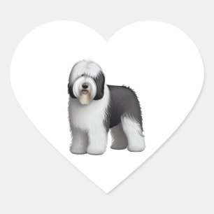 Old English Sheepdog 10 Herz-Aufkleber