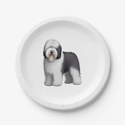 Old English Sheepdog 10 Pappteller (Vorderseite)