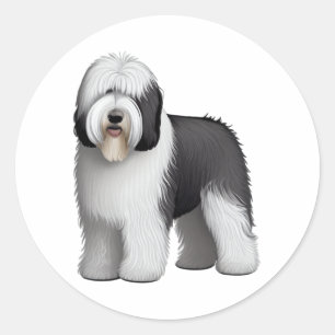 Old English Sheepdog 10 Runder Aufkleber