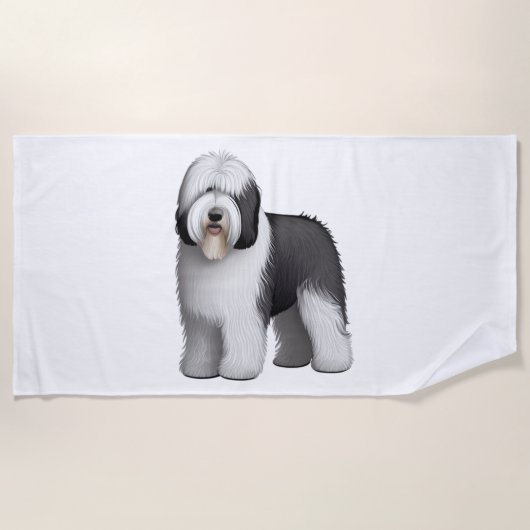 Old English Sheepdog 10 Strandtuch (Vorderseite)