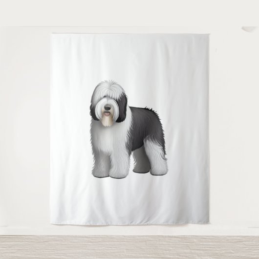 Old English Sheepdog 10 Wandteppich (Vorderseite)