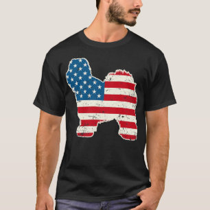 Old English Sheepdog American Flag 4. Juli für T-Shirt