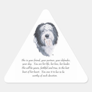 Old English Sheepdog Andenken Dreieckiger Aufkleber