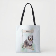 Old English Sheepdog Aquarell personalisierter Hun