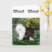 Old English Sheepdog Art Karte (Gelbe Blume)