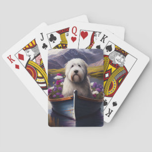 Old English Sheepdog auf dem Paddel: Ein landschaf Spielkarten
