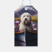 Old English Sheepdog auf Paddle: Ein Landschaftlic Geschenkanhänger (Vorderseite)