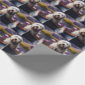 Old English Sheepdog auf Paddle: Ein Landschaftlic Geschenkpapier (Ecke)