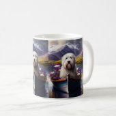 Old English Sheepdog auf Paddle: Ein Landschaftlic Kaffeetasse (VorderseiteRechts)