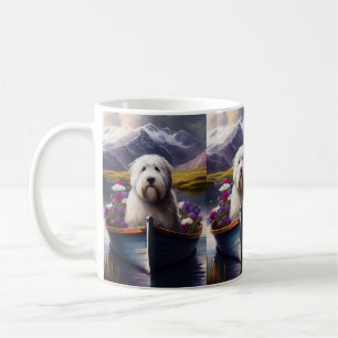 Old English Sheepdog auf Paddle: Ein Landschaftlic Kaffeetasse