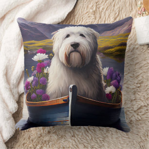 Old English Sheepdog auf Paddle: Ein Landschaftlic Kissen
