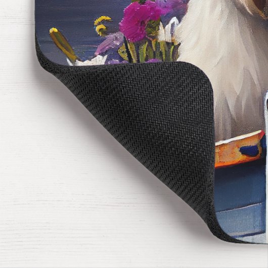 Old English Sheepdog auf Paddle: Ein Landschaftlic Mousepad (Ecke)