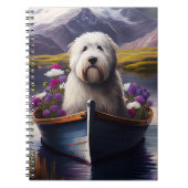 Old English Sheepdog auf Paddle: Ein Landschaftlic Notizblock (Vorderseite)