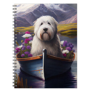 Old English Sheepdog auf Paddle: Ein Landschaftlic Notizblock